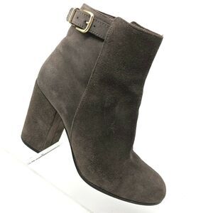 J Crew Barrett Ankle Boot Womens 6.5 Taupe Suede Chunky Heel Bootie Italy